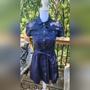 French Toast Shirt Dress Navy Girls 12